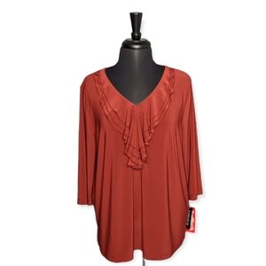 BonWorth Classic Fit 3/4 Sleeve Lightweight Top in Paprika Medium Petites